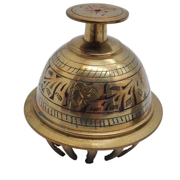 Brass Claw Bells Set 3 Camel Etched India Dangle Temple Chimes Boho Decor Rustic - Picture 11 of 15